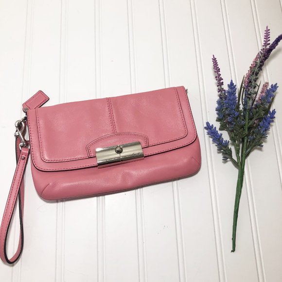 Coach Handbags - Coach Pink Leather Wristlet, Mini Purse, Clutch